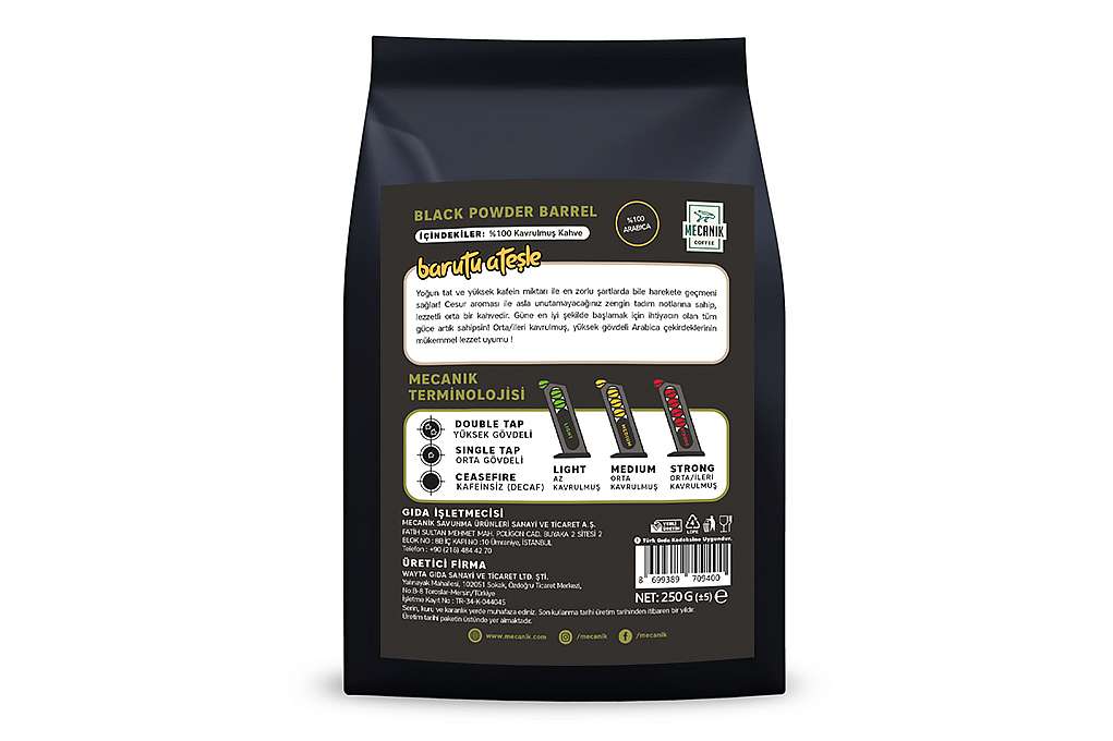 MECANIK COFFEE BLACK POWDER BARREL (ESPRESSO) 250g