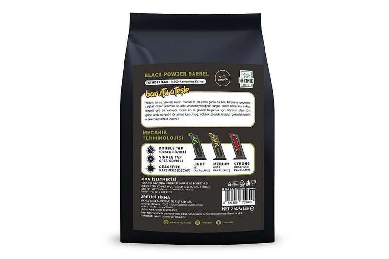 MECANIK COFFEE BLACK POWDER BARREL (ESPRESSO) 250g