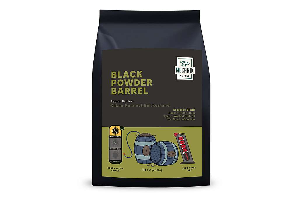 MECANIK COFFEE BLACK POWDER BARREL (ESPRESSO) 250g