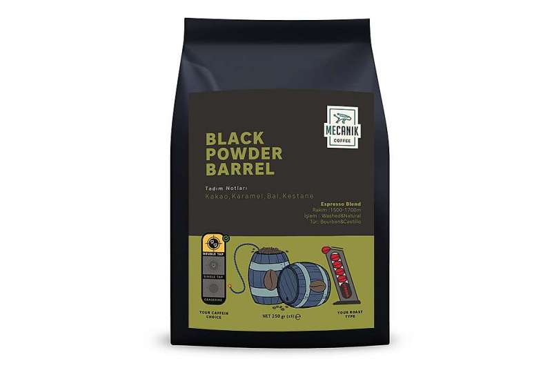 MECANIK COFFEE BLACK POWDER BARREL (ESPRESSO) 250g